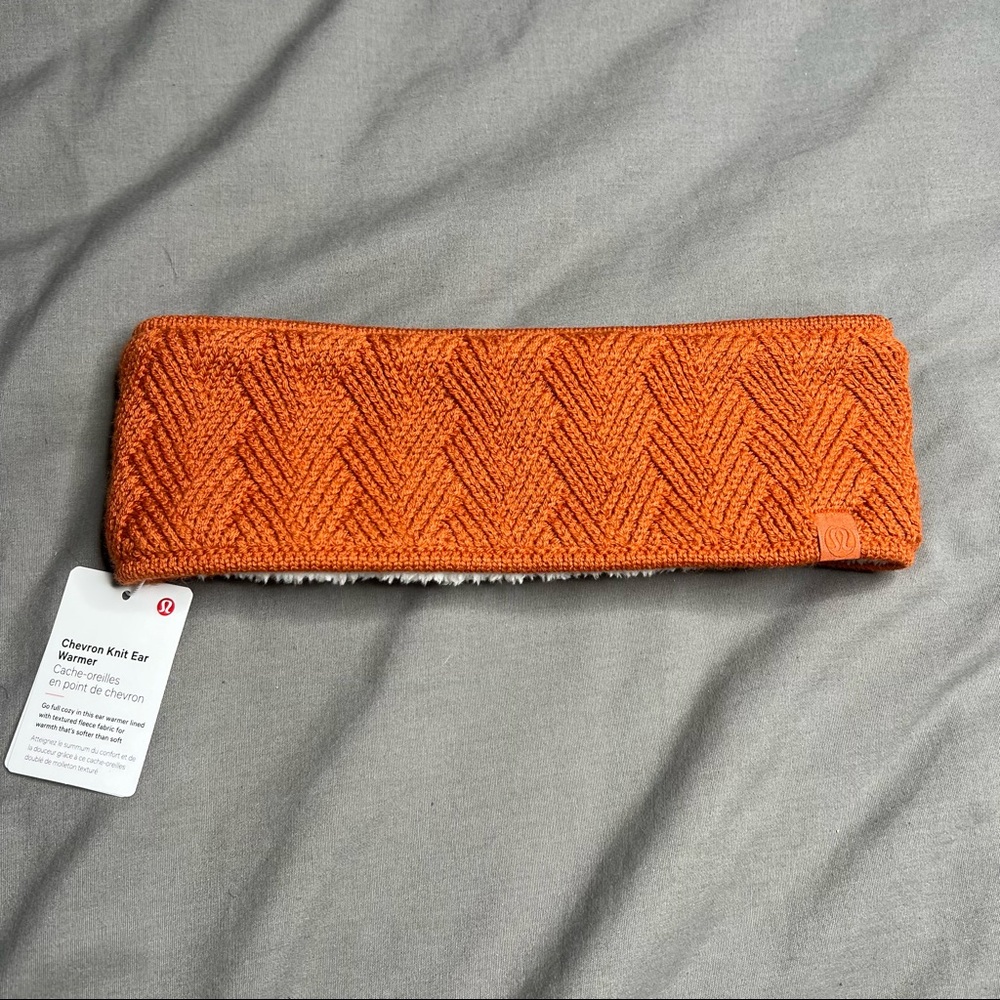 NWT Lululemon Chevron Knit Ear Warmer Canyon Orange (One Size) - Picture 3 of 10